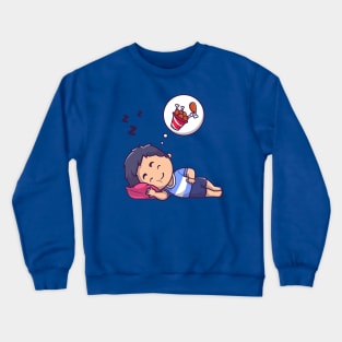 Cute Boy Sleeping Dream Fried Chicken Cartoon Crewneck Sweatshirt